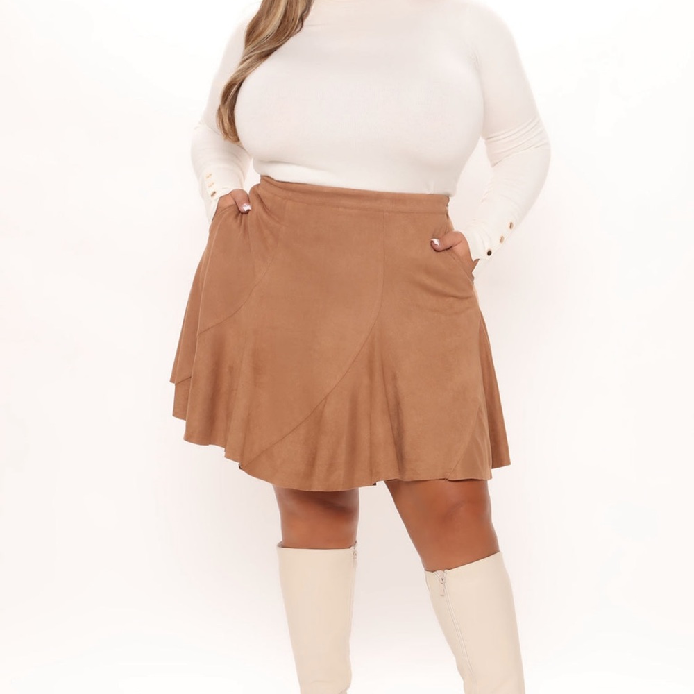 Faux Suede Asymmetrical Skirt